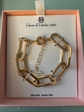 House of Harlow 1960 PAPERCLIP Chunky Gold Chain Bracelet